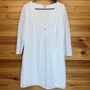 Lilly Pulitzer LAMORA DRESS RESORT WHITE BREAKERS LACE extra large